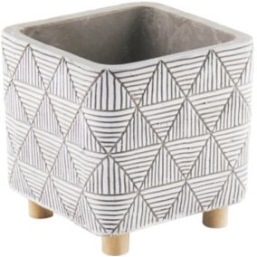 Osłonka doniczki kwadratowa 18 cm z nóżkami szara
