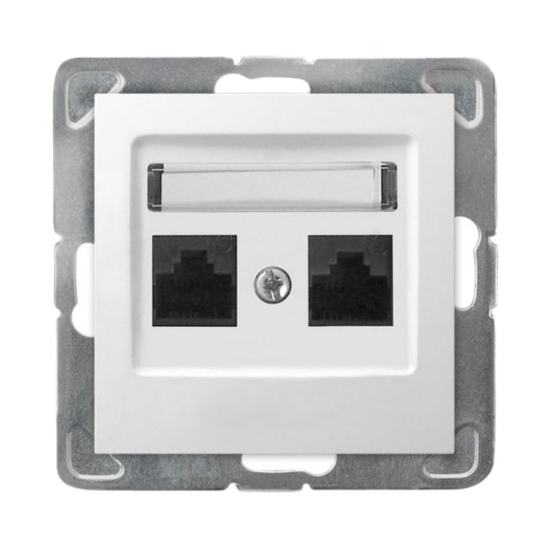 Ospel Gniazdo Komputerowe Podwójne 2Xrj45 Kat 5E Mmc Biały Gpk-2Y/K/M/00