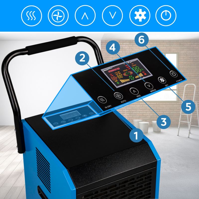 Osuszacz powietrza budowlany TECHGLOBE 55L/24h 750W przemysłowy pochłaniacz wilgoci 1 szt.