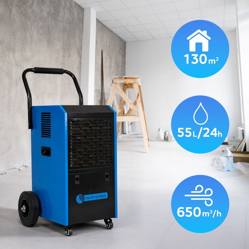 Osuszacz powietrza budowlany TECHGLOBE 55L/24h 750W przemysłowy pochłaniacz wilgoci 1 szt.