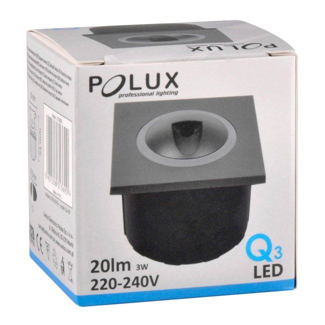 Oświetlenie schodowe LED Polux Q3 20 lm 3 W 4000 K IP44 podtynkowe kwadratowe grafitowe
