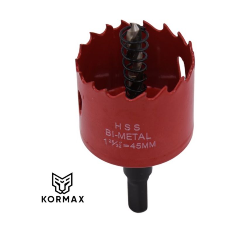 Otwornica bimetalowa Kormax 45mm HSS z uchwytem (OBMHSS45) - 1 szt.