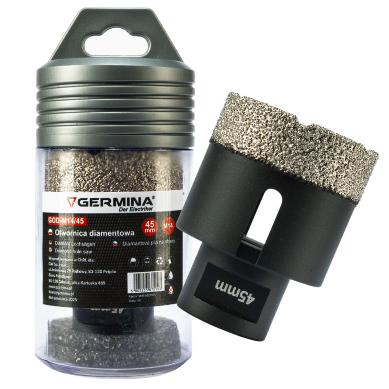 Otwornica diamentowa  45 mm GERMINA na szlifierkę kątową M14 1 szt