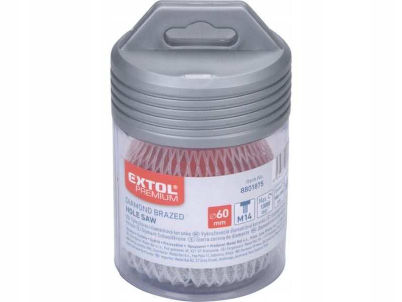 Otwornica diamentowa Extol Premium koronka wiertło 60 mm M14 do gresu płytek glazury 1 sztuka