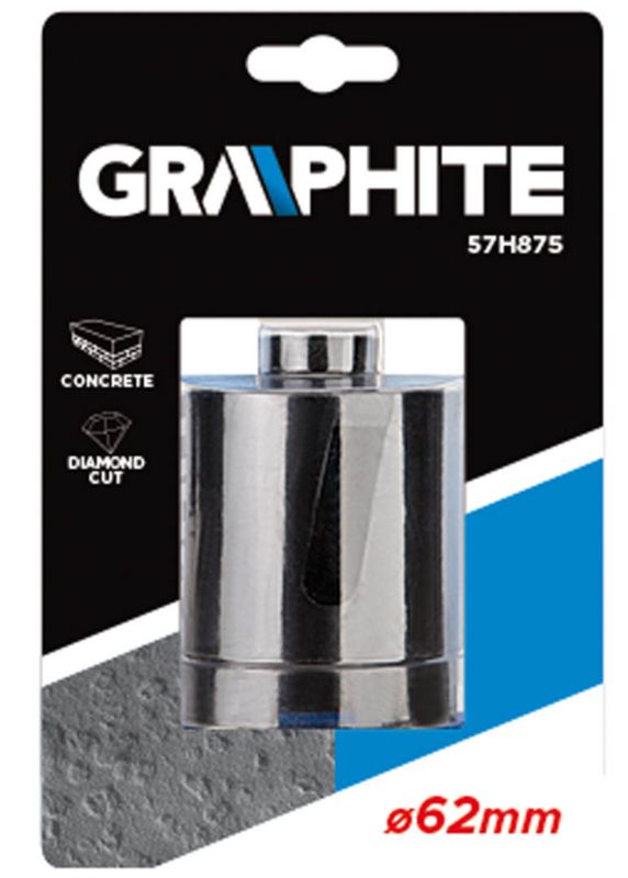 Otwornica diamentowa GRAPHITE 62 mm wiercenie w betonie, betonie zbrojonym, granicie, marmurze, kamieniu, cegle 1 szt.