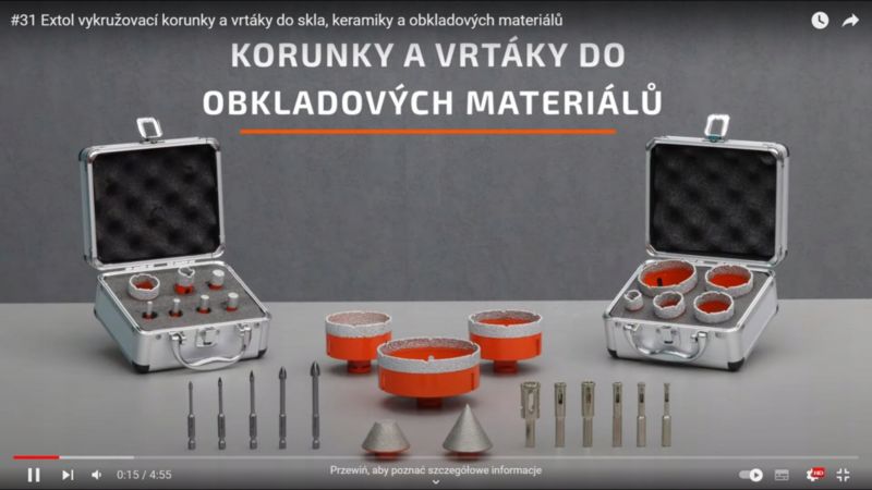 Otwornica diamentowa koronka wiertło Extol Craft 110 mm M14 do gresu płytek glazury 1 szt