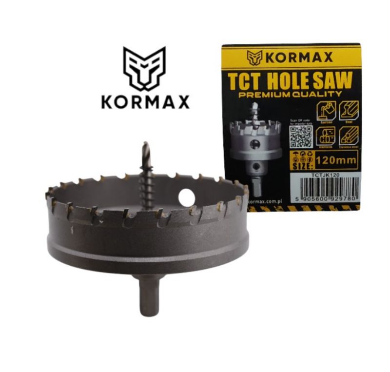 Otwornica do metalu Kormax 120mm x 25mm wiertło koronowe z węglikiem TCT krótkie  (TCTJK120) - 1 szt.