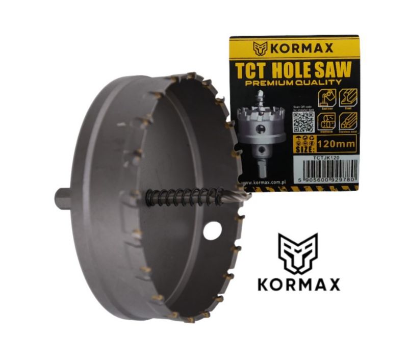 Otwornica do metalu Kormax 120mm x 25mm wiertło koronowe z węglikiem TCT krótkie  (TCTJK120) - 1 szt.