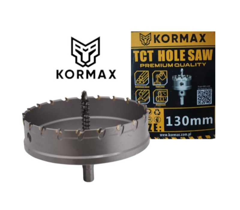 Otwornica do metalu Kormax  130mm x 25mm wiertło koronowe z węglikiem TCT krótkie (TCTJK130) - 1 szt.