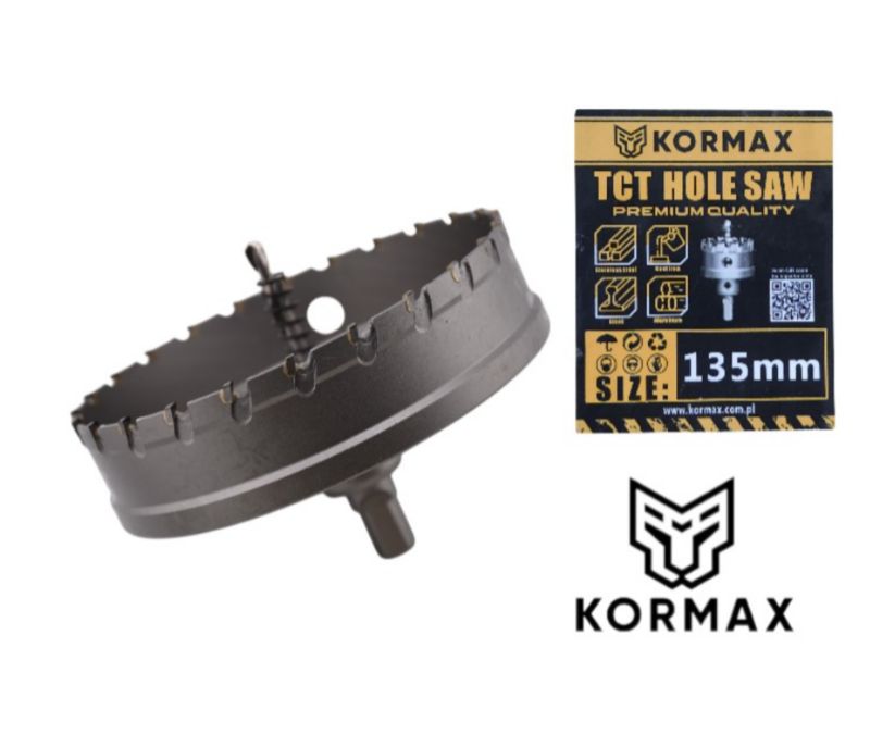 Otwornica do metalu Kormax 135mm x 25mm wiertło koronowe z węglikiem TCT krótkie (TCTJK135)