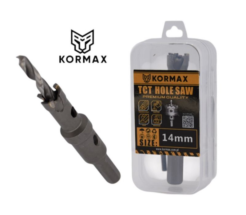 Otwornica do metalu Kormax 14mm x 25mm wiertło koronowe z węglikiem TCT krótkie (TCTJK14) - 1 szt.