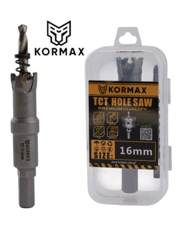Otwornica do metalu Kormax  16mm x 25mm wiertło koronowe z węglikiem TCT krótkie (TCTJK16) - 1 szt.