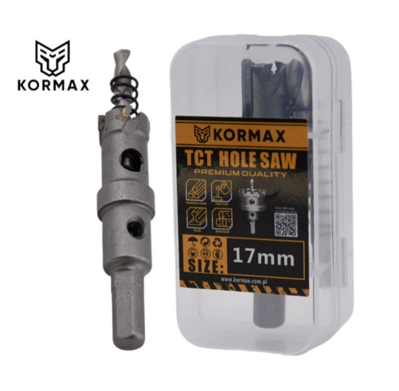 Otwornica do metalu Kormax 17mm x 25mm wiertło koronowe z węglikiem TCT krótkie (TCTJK17)