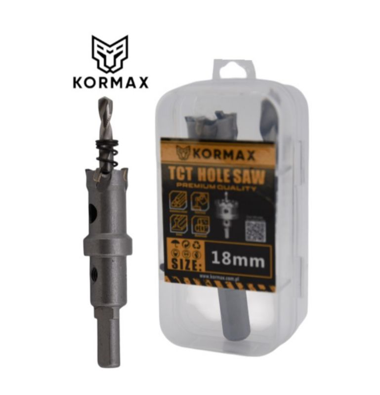 Otwornica do metalu Kormax 18mm x 25mm wiertło koronowe z węglikiem TCT krótkie (TCTJK18)