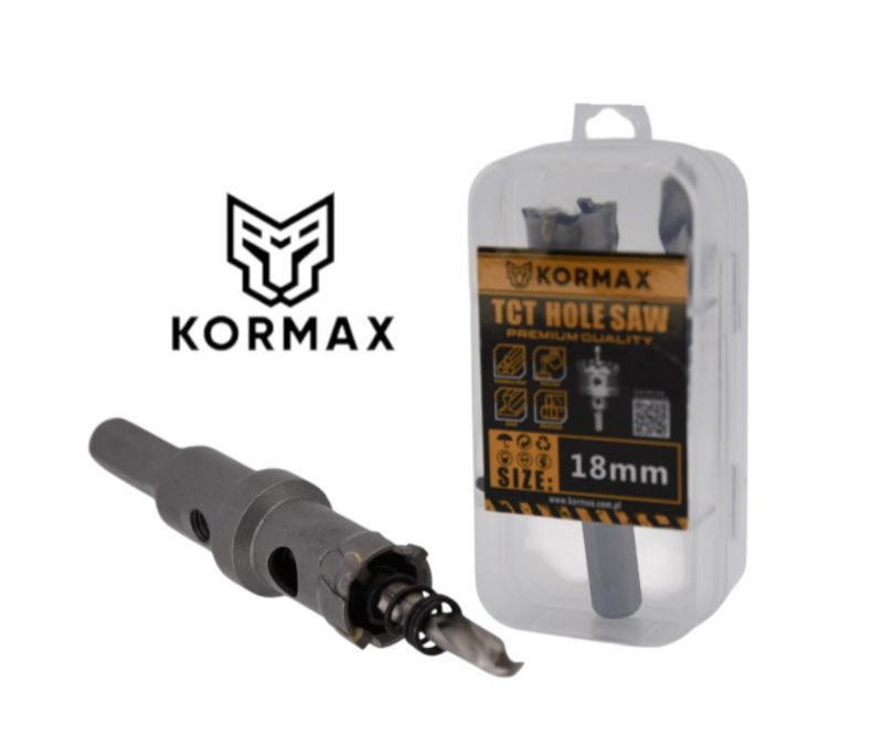 Otwornica do metalu Kormax 18mm x 25mm wiertło koronowe z węglikiem TCT krótkie (TCTJK18)