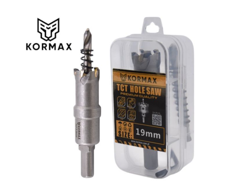 Otwornica do metalu Kormax  19mm x 25mm wiertło koronowe z węglikiem TCT krótkie (TCTJK19) - 1 szt.
