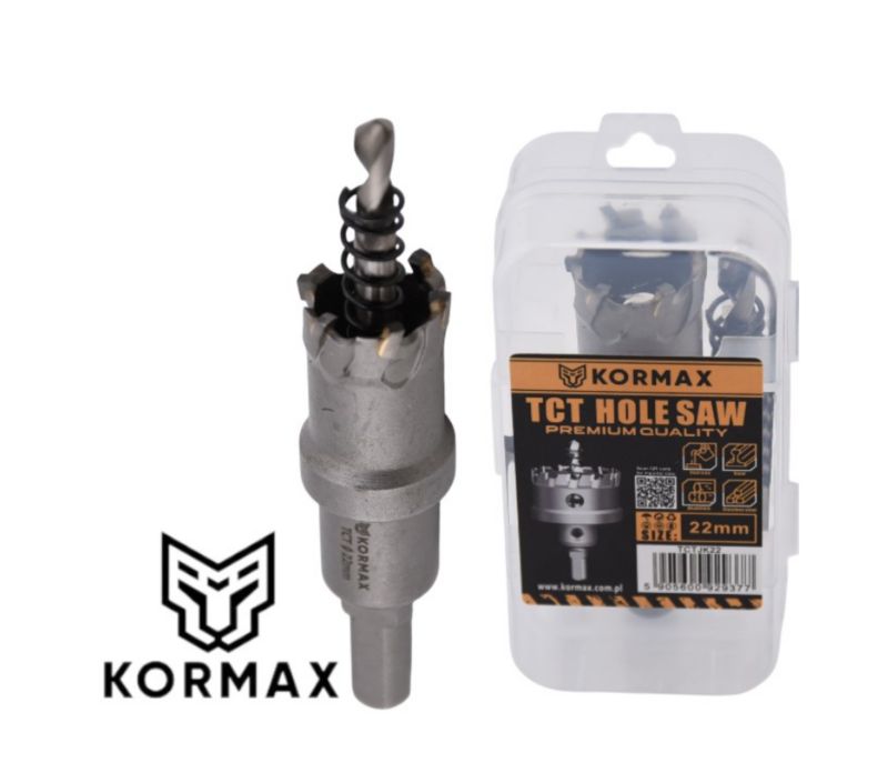 Otwornica do metalu Kormax 22mm x 25mm wiertło koronowe z węglikiem TCT krótkie (TCTJK22) - 1 szt.