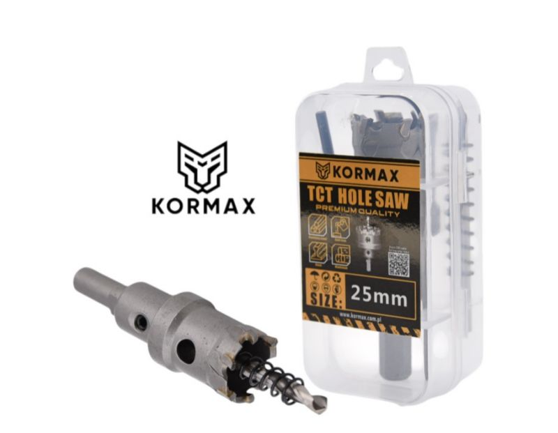 Otwornica do metalu Kormax 25mm x 25mm wiertło koronowe z węglikiem TCT krótkie (TCTJK25) - 1 szt.