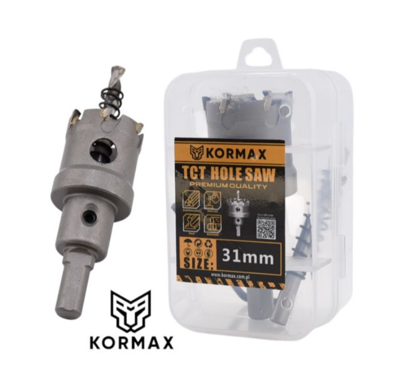 Otwornica do metalu Kormax  31mm x 25mm wiertło koronowe z węglikiem TCT krótkie (TCTJK31) - 1 szt.