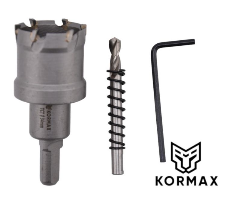 Otwornica do metalu Kormax 34mm x 25mm wiertło koronowe z węglikiem TCT krótkie (TCTJK34) 1 szt.