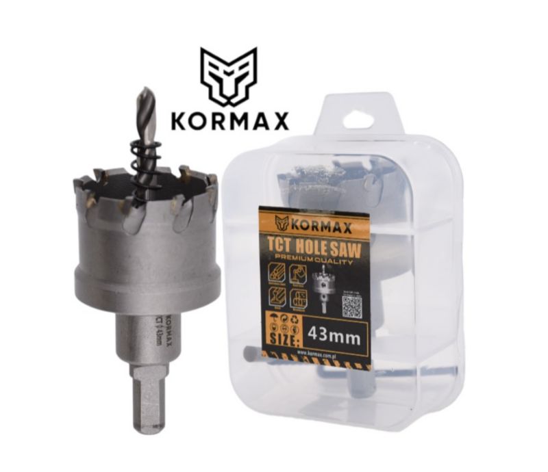 Otwornica do metalu Kormax 43mm x 25mm wiertło koronowe z węglikiem TCT krótkie (TCTJK43) - 1 szt.