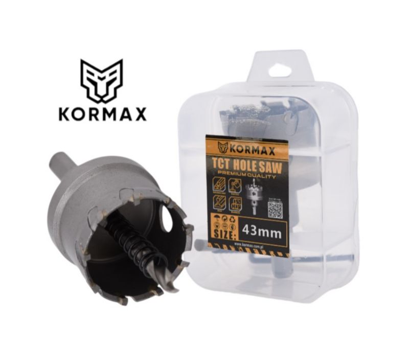 Otwornica do metalu Kormax 43mm x 25mm wiertło koronowe z węglikiem TCT krótkie (TCTJK43) - 1 szt.