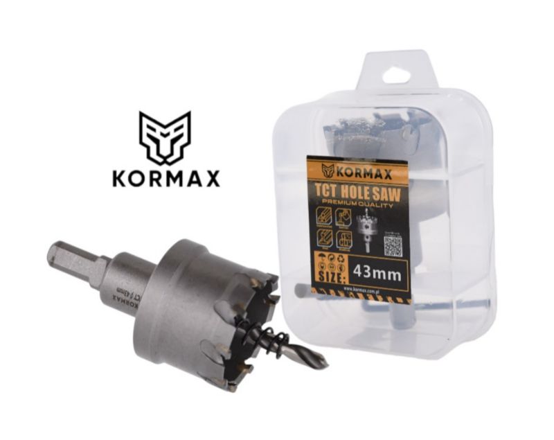 Otwornica do metalu Kormax 43mm x 25mm wiertło koronowe z węglikiem TCT krótkie (TCTJK43) - 1 szt.
