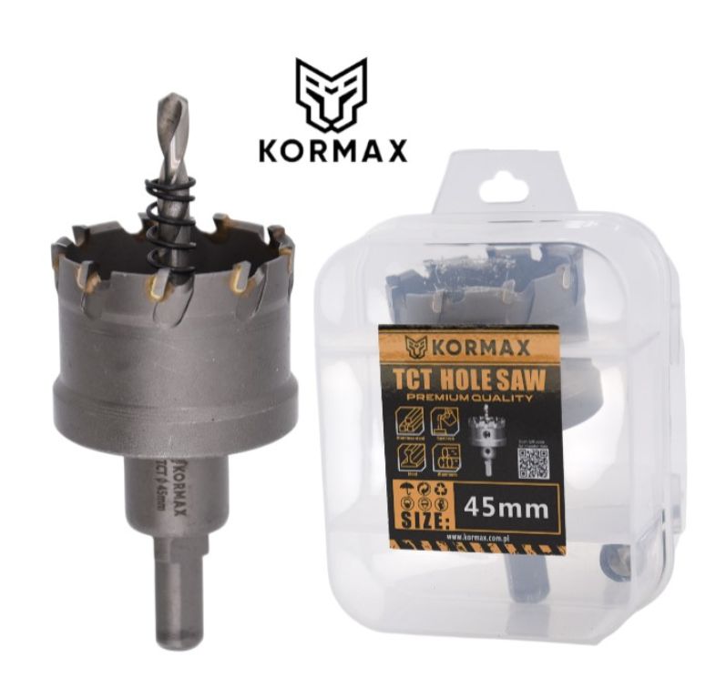 Otwornica do metalu Kormax 45mm x 25mm wiertło koronowe z węglikiem TCT krótkie (TCTJK45) - 1 szt.