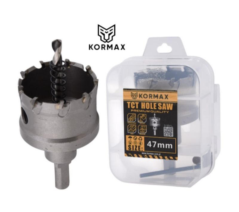 Otwornica do metalu Kormax 47mm x 25mm wiertło koronowe z węglikiem TCT krótkie (TCTJK47) - 1 szt.
