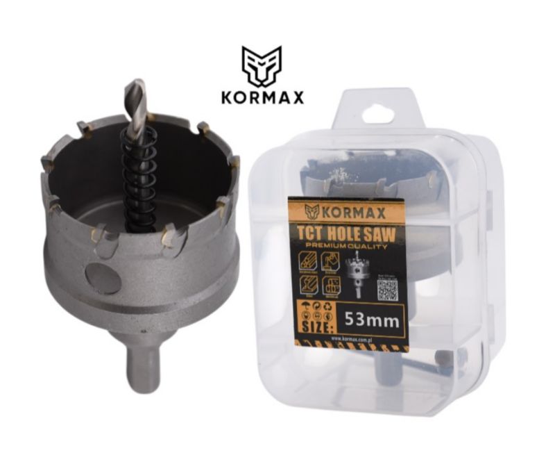 Otwornica do metalu Kormax 53mm x 25mm wiertło koronowe z węglikiem TCT krótkie (TCTJK53) - 1 szt.