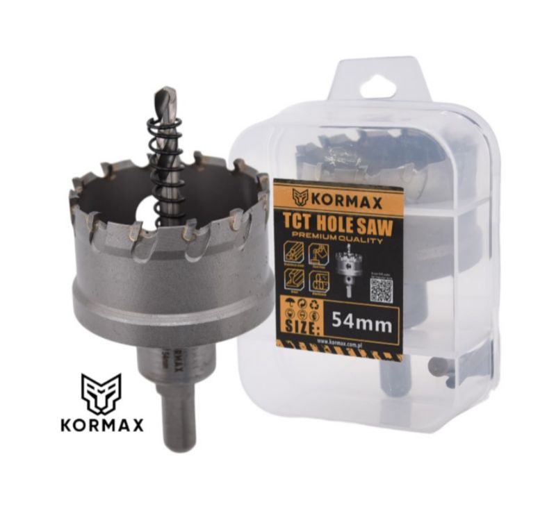 Otwornica do metalu Kormax 54mm x 25mm wiertło koronowe z węglikiem TCT krótkie (TCTJK54)