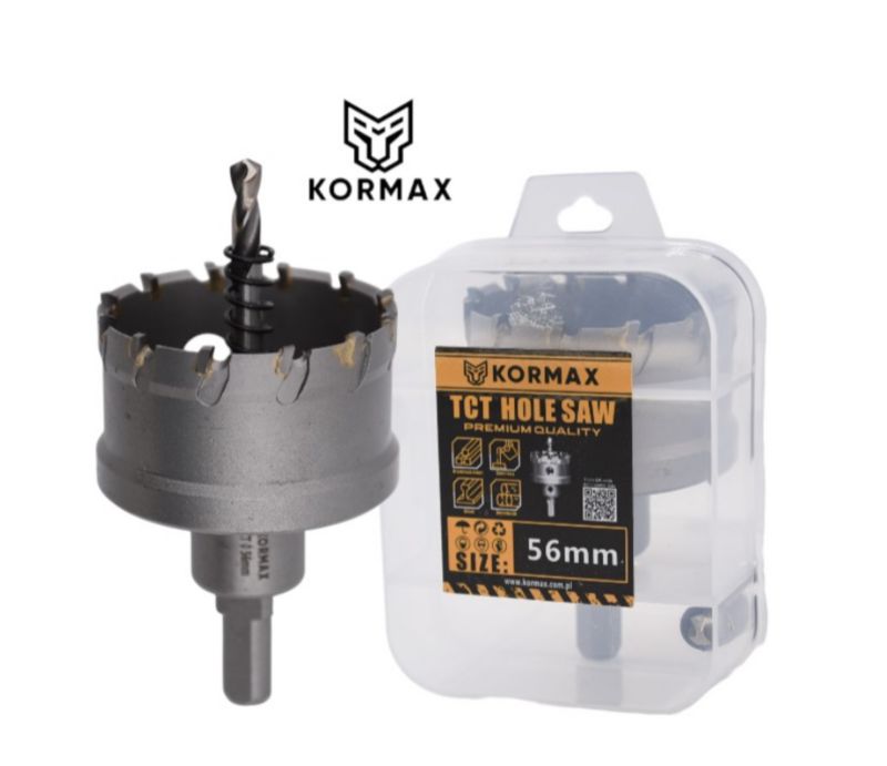 Otwornica do metalu Kormax 56mm x 25mm wiertło koronowe z węglikiem TCT krótkie (TCTJK56) - 1 szt.