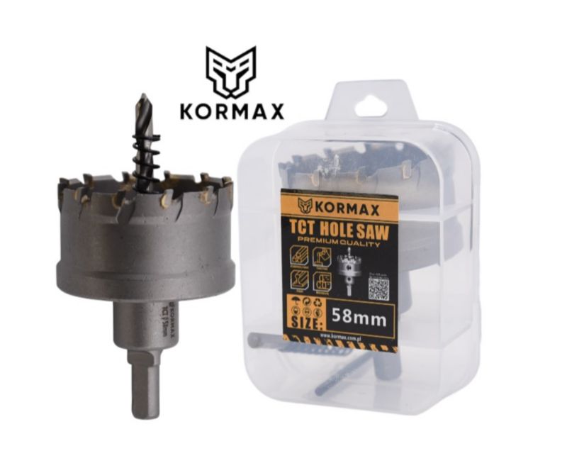 Otwornica do metalu Kormax 58mm x 25mm wiertło koronowe z węglikiem TCT krótkie (TCTJK58) - 1 szt.