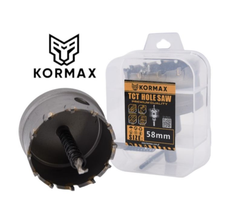 Otwornica do metalu Kormax 58mm x 25mm wiertło koronowe z węglikiem TCT krótkie (TCTJK58) - 1 szt.
