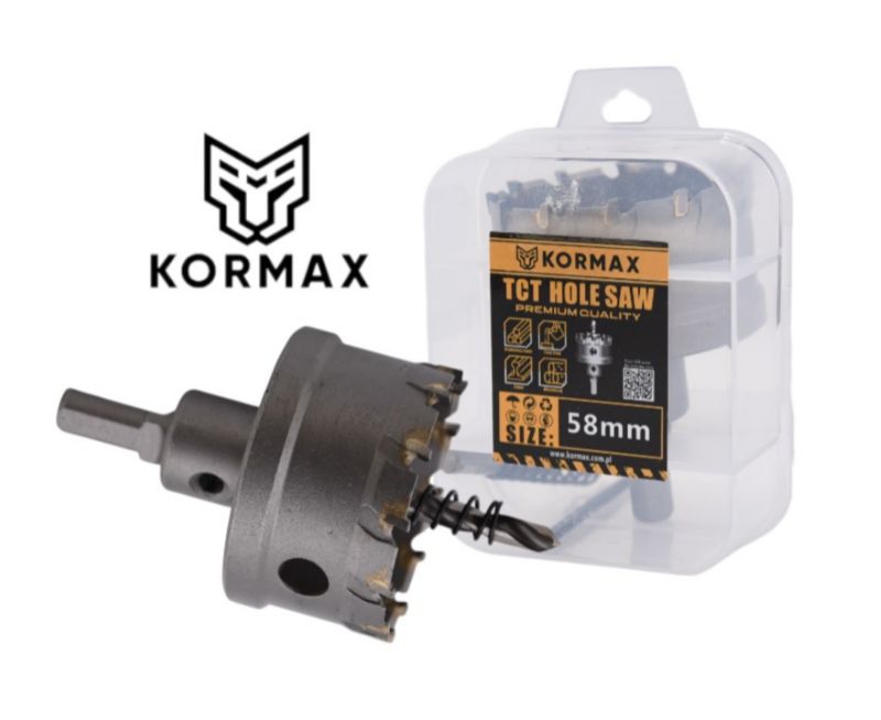 Otwornica do metalu Kormax 58mm x 25mm wiertło koronowe z węglikiem TCT krótkie (TCTJK58) - 1 szt.