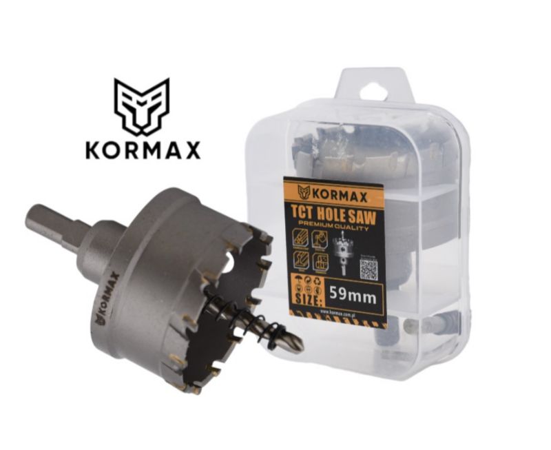 Otwornica do metalu Kormax 59mm x 25mm wiertło koronowe z węglikiem TCT krótkie (TCTJK59) - 1 szt.