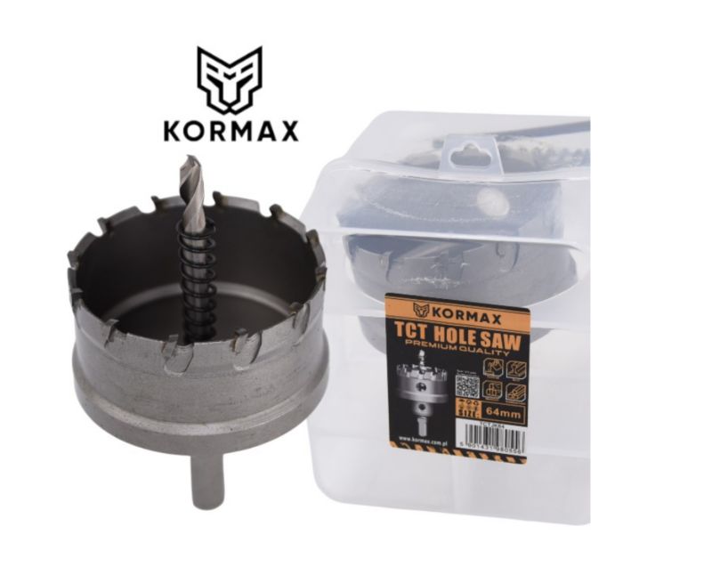 Otwornica do metalu Kormax 64mm x 25mm wiertło koronowe z węglikiem TCT krótkie (TCTJK64) - 1 szt.