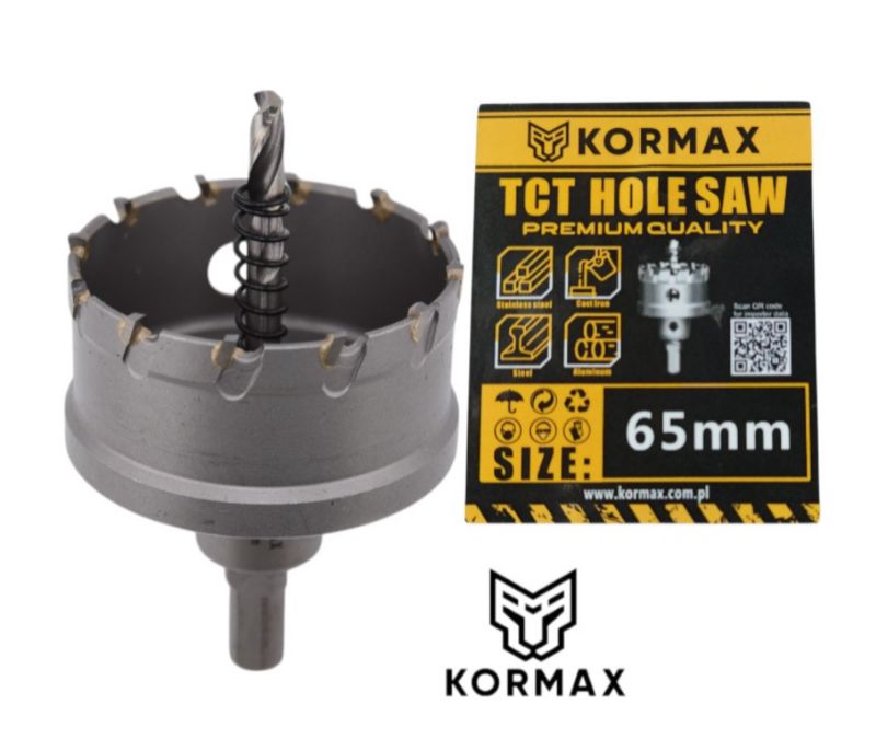 Otwornica do metalu Kormax 65mm x 25mm wiertło koronowe z węglikiem TCT krótkie (TCTJK65) - 1 szt.