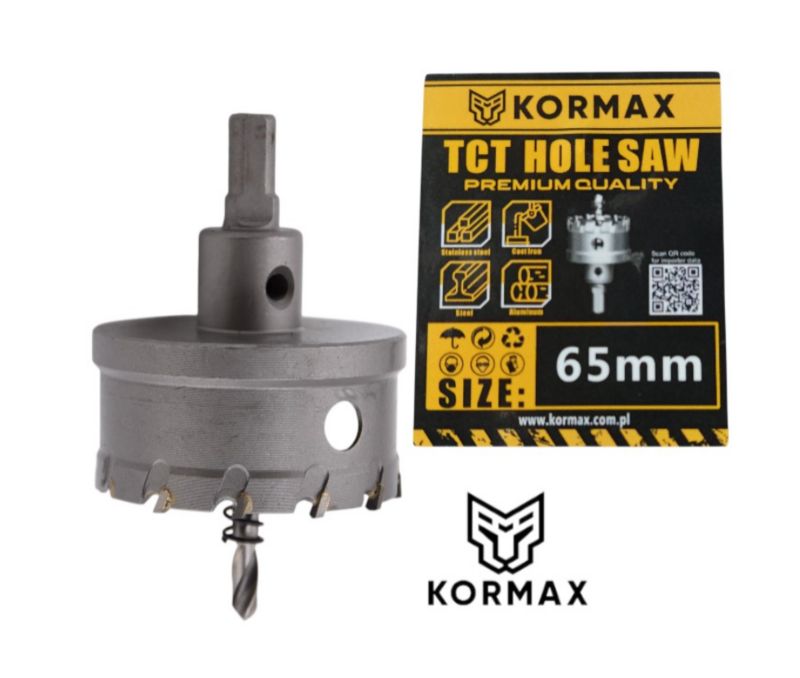 Otwornica do metalu Kormax 65mm x 25mm wiertło koronowe z węglikiem TCT krótkie (TCTJK65) - 1 szt.