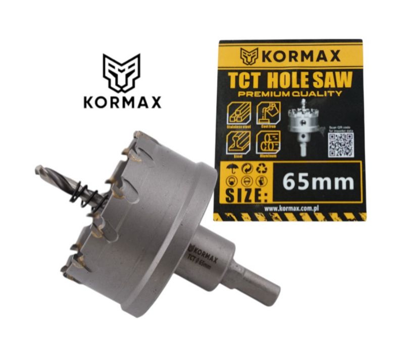 Otwornica do metalu Kormax 65mm x 25mm wiertło koronowe z węglikiem TCT krótkie (TCTJK65) - 1 szt.