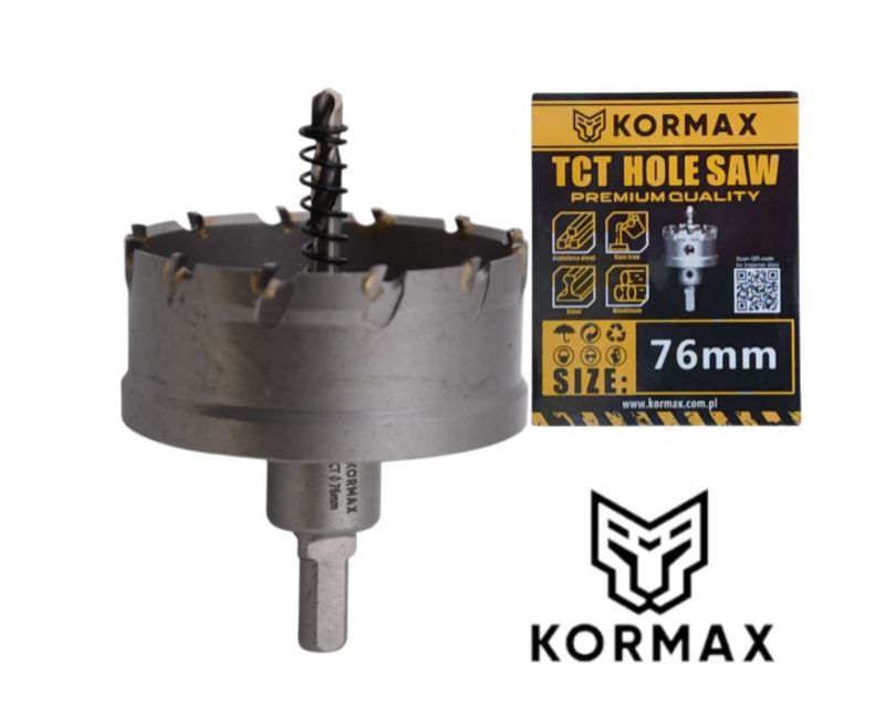 Otwornica do metalu Kormax 76mm x 25mm wiertło koronowe z węglikiem TCT krótkie (TCTJK76) - 1 szt.