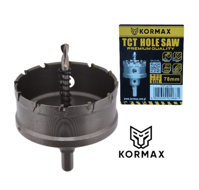 Otwornica do metalu Kormax 78mm x 25mm wiertło koronowe z węglikiem TCT krótkie (TCTJK78) - 1 szt.