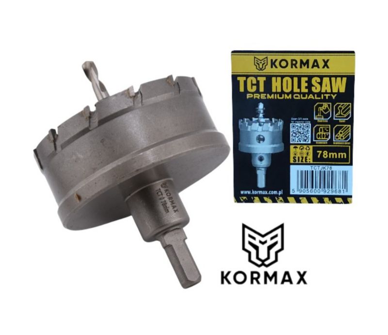 Otwornica do metalu Kormax 78mm x 25mm wiertło koronowe z węglikiem TCT krótkie (TCTJK78) - 1 szt.