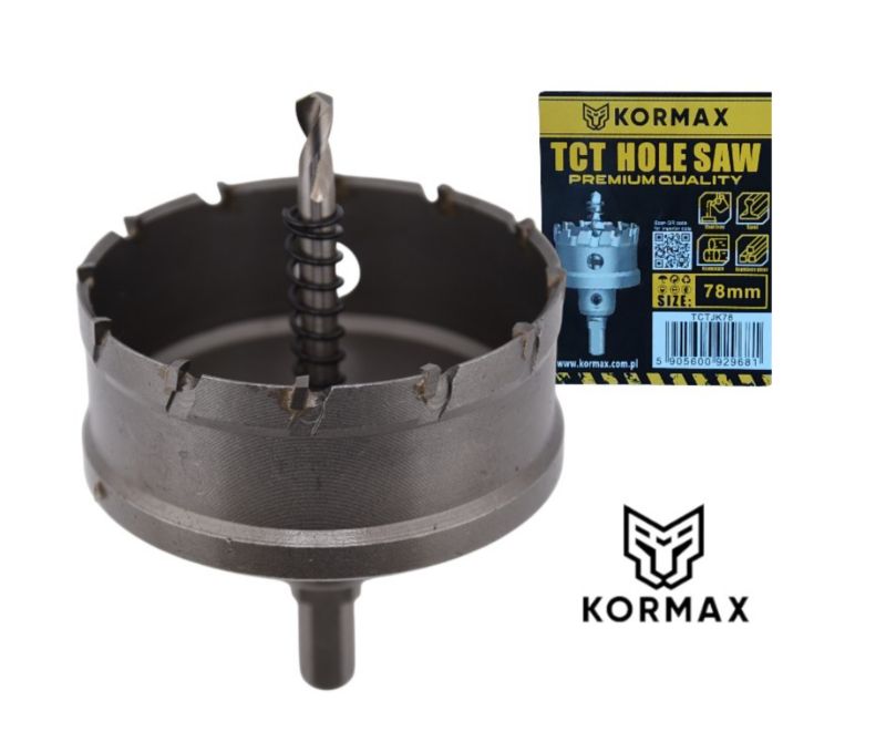 Otwornica do metalu Kormax 78mm x 25mm wiertło koronowe z węglikiem TCT krótkie (TCTJK78) - 1 szt.