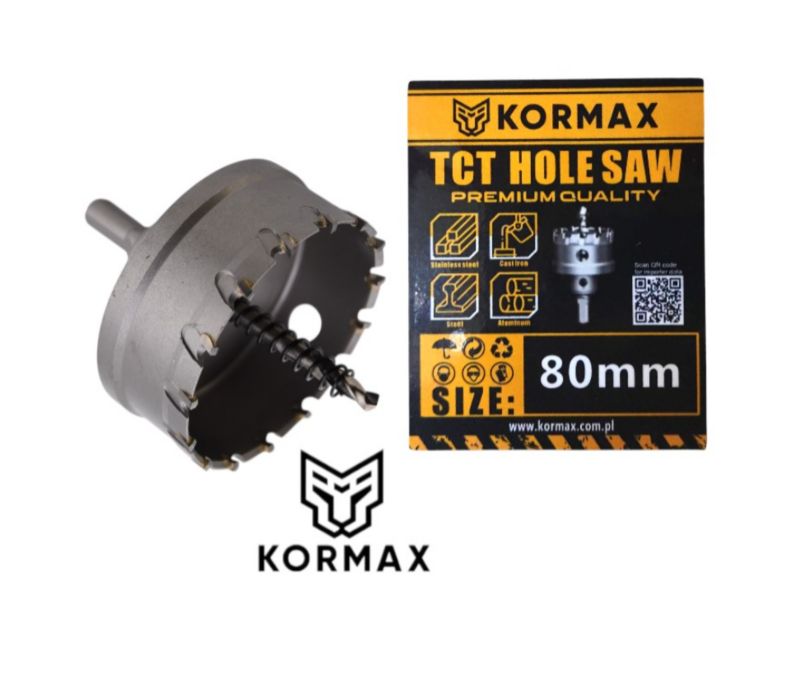 Otwornica do metalu Kormax 80mm x 25mm wiertło koronowe z węglikiem TCT krótkie (TCTJK80) - 1 szt.