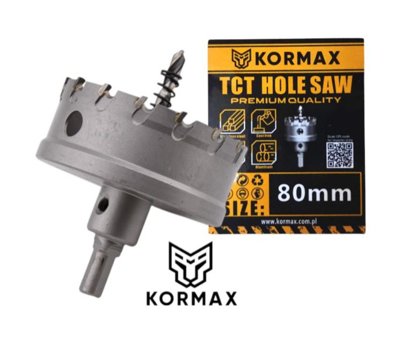 Otwornica do metalu Kormax 80mm x 25mm wiertło koronowe z węglikiem TCT krótkie (TCTJK80) - 1 szt.