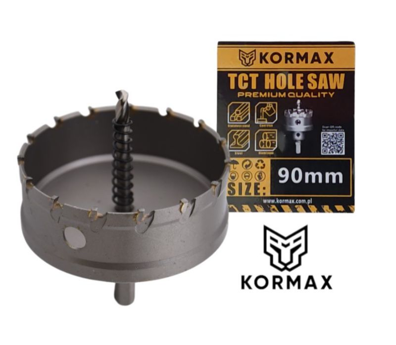 Otwornica do metalu Kormax  90mm x 25mm wiertło koronowe z węglikiem TCT krótkie (TCTJK90) - 1 szt.