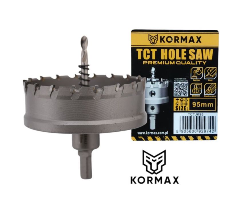 Otwornica do metalu Kormax 95mm x 25mm wiertło koronowe z węglikiem TCT krótkie (TCTJK95) - 1 szt.