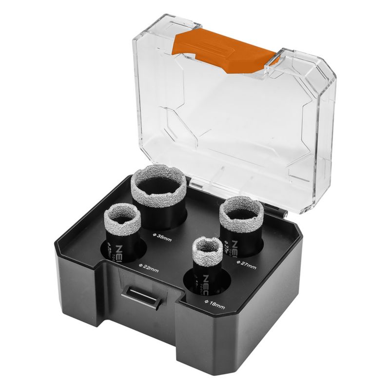 Otwornice diamentowe NEO TOOLS (18, 22, 27, 35 mm), zestaw 4 el. 1 kpl