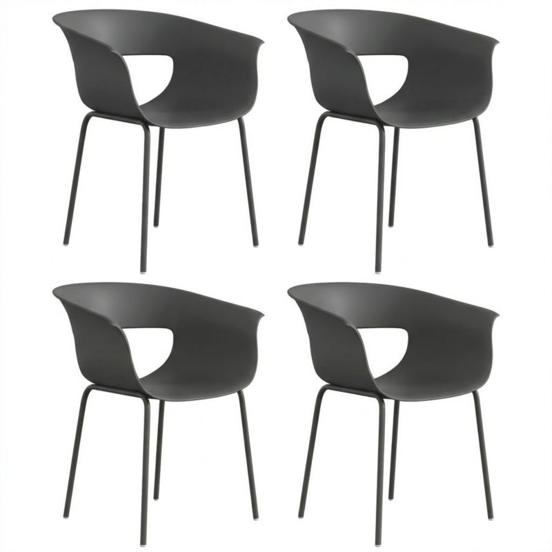 Outsunny Krzesła Ogrodowe 4 szt. ergonomiczne z Wyciętym Designem Balkonowe Ciemnoszary 61L x 51B x 74H cm 1 szt.